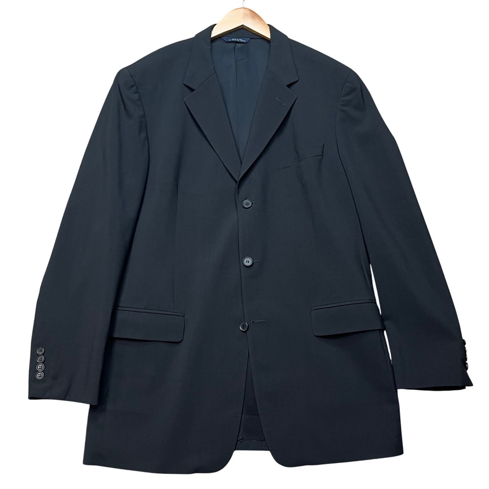 Brooks Brothers Mens Blazer 42L Navy Blue 100% Worsted Wool 3 Button Sport Coat